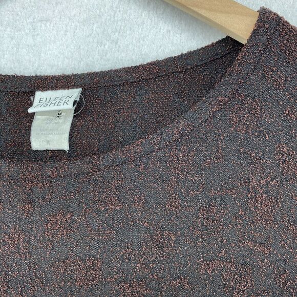 EILEEN FISHER Top M Viscose Blend Textured Crewneck Long Sleeve Brown USA VTG - Picture 5 of 13